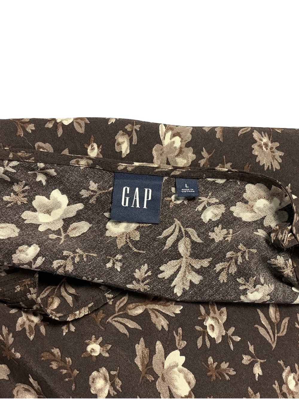 GAP Brown Beige Floral Midi Dress 90s Inspired Size Large - Picture 3 of 5
